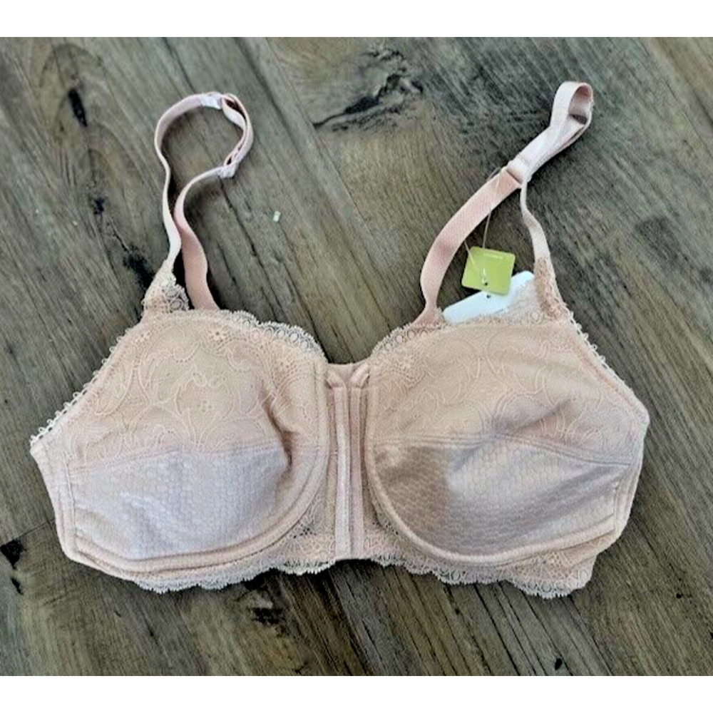 Amoena Ellen Wirefree Mastectomy Bra Size 32A Rose Nude Front and Back Close - Picture 7 of 13